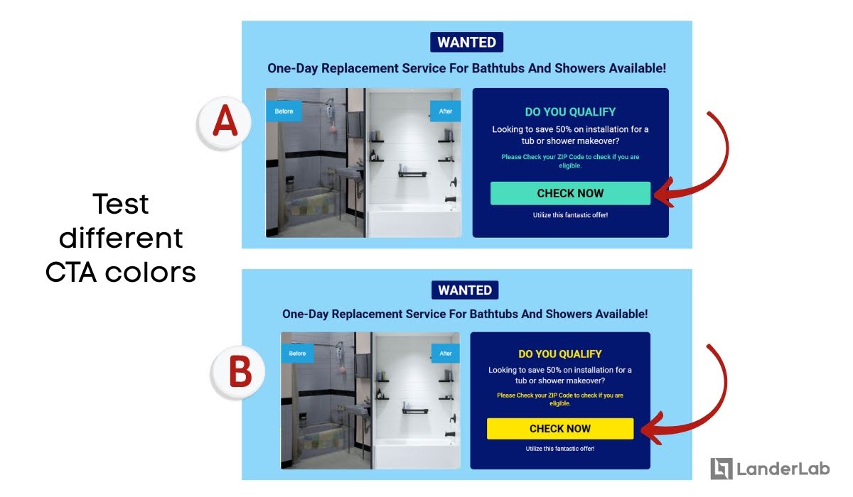 AB Testing CTA buttons