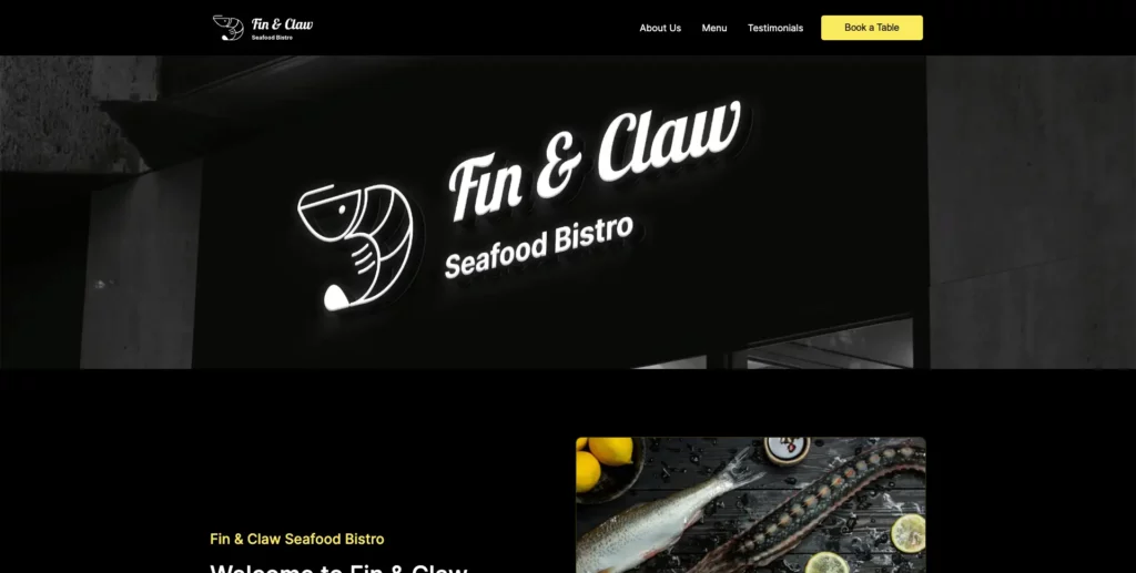 restaurant landing page