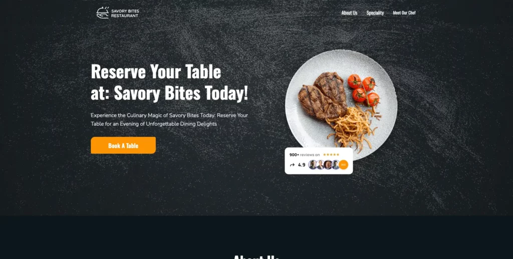 restaurant landing page