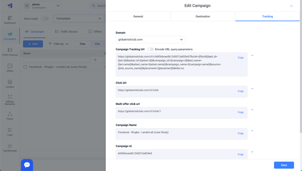 ClickFlare - campaign setup