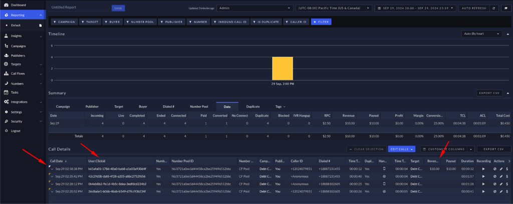 Ringba call logs