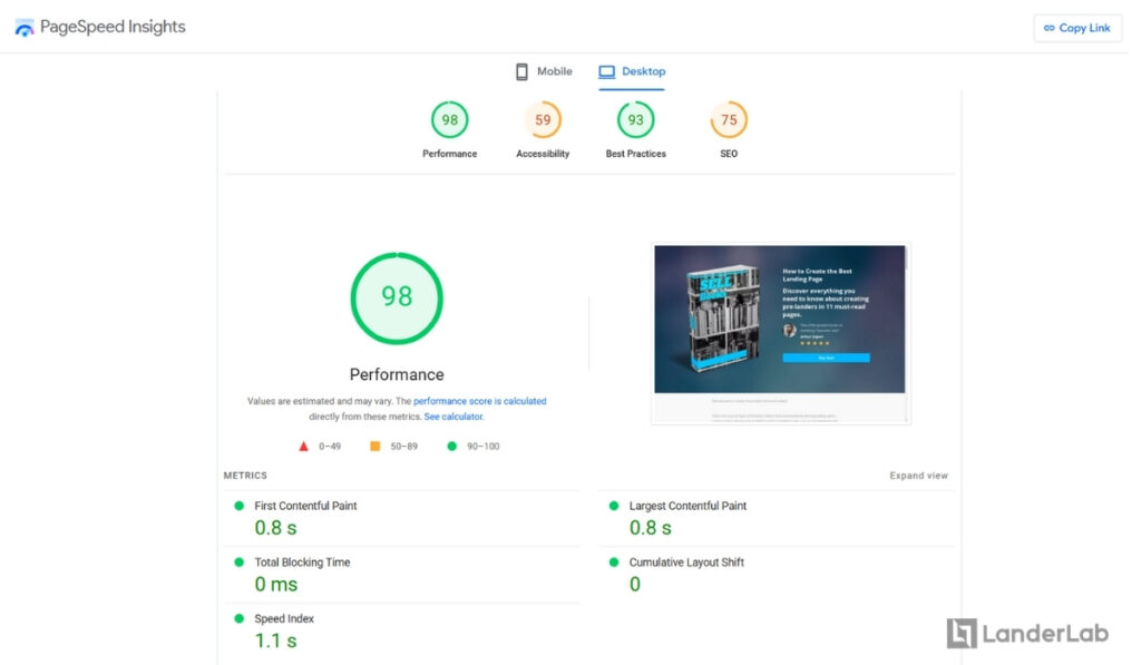 landerlab pagespeed