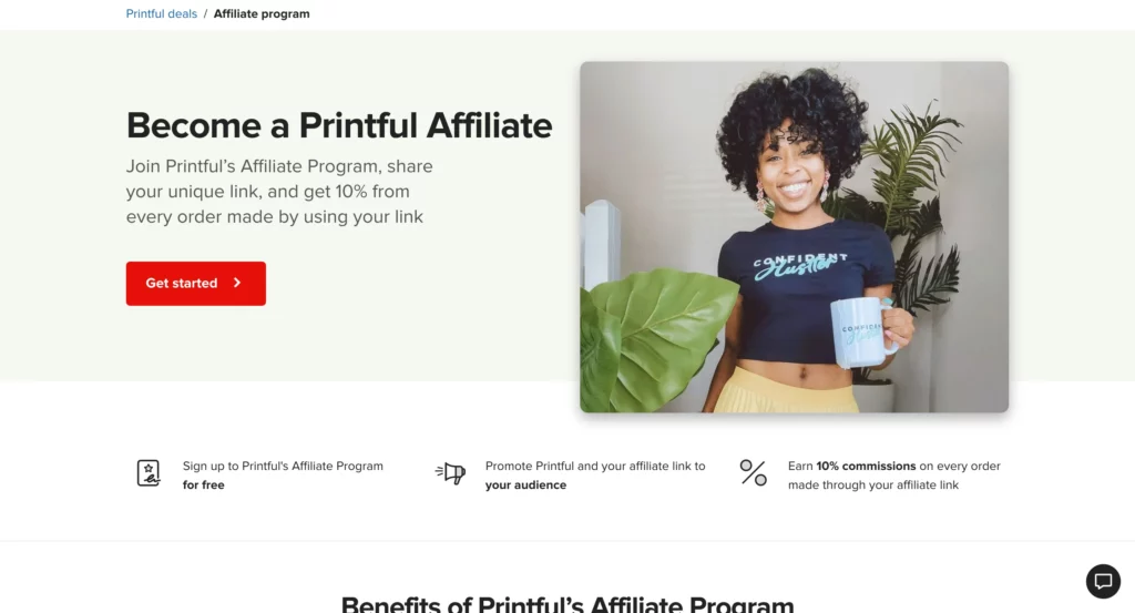 printful affiliate program page