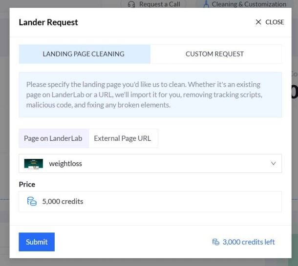 Landing Page Cleaning