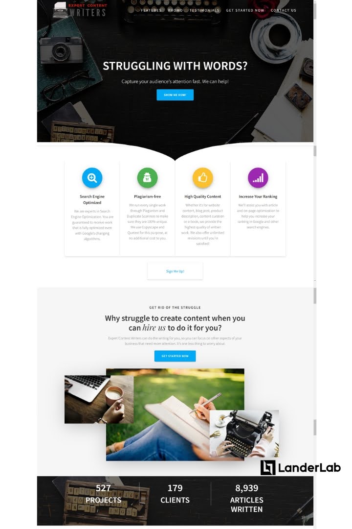 homepage as landing page