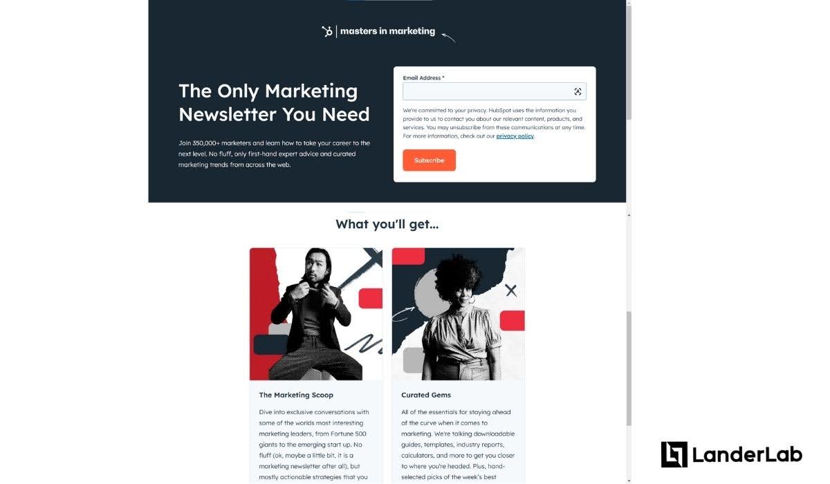 newsletter landing page