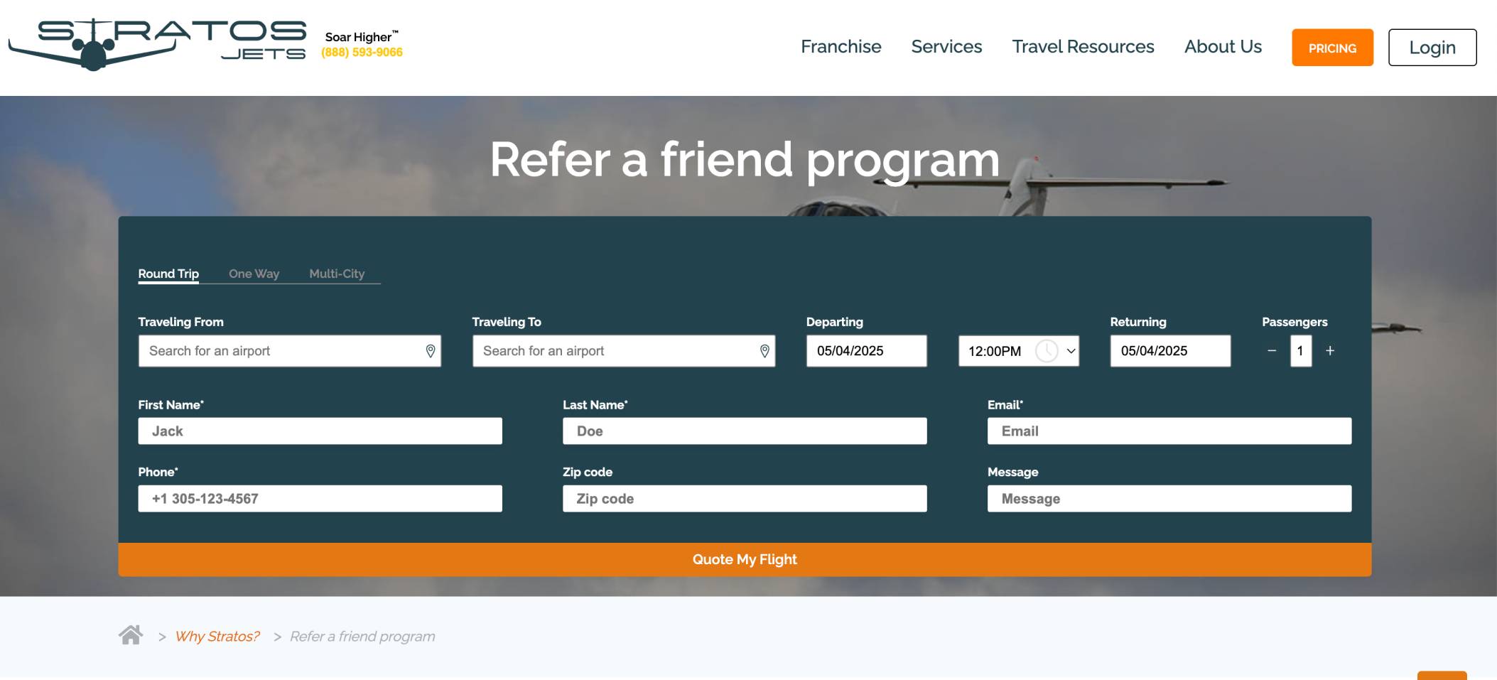 Stratos Jet Charters affiliate