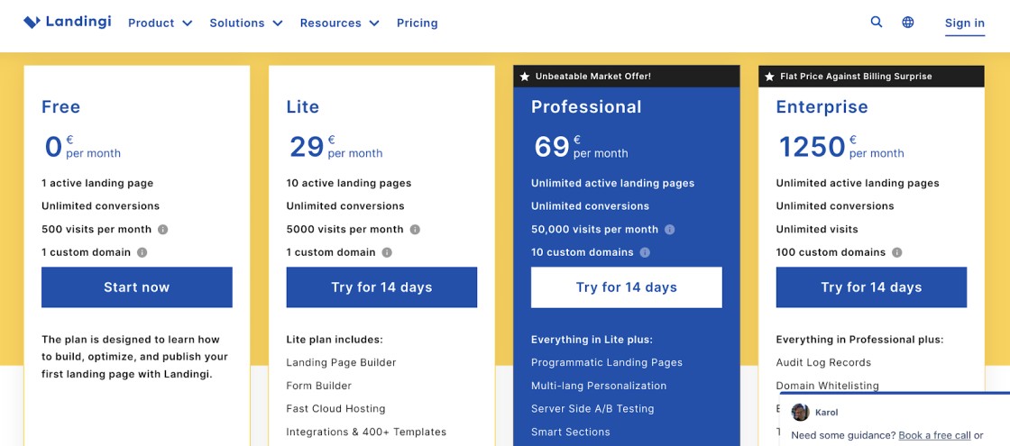 Landingi Pricing