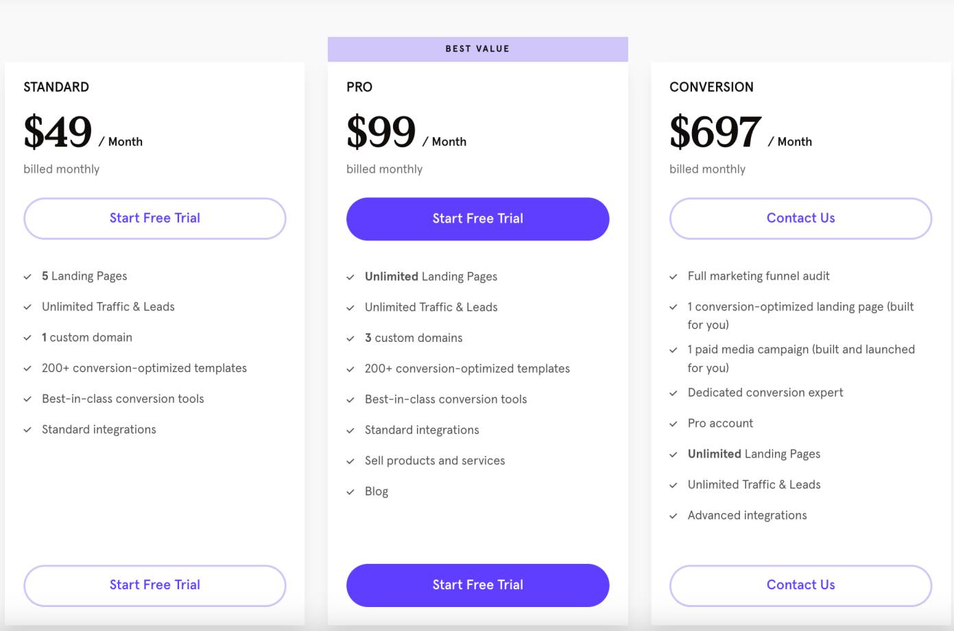 Leadpages monthly pricing