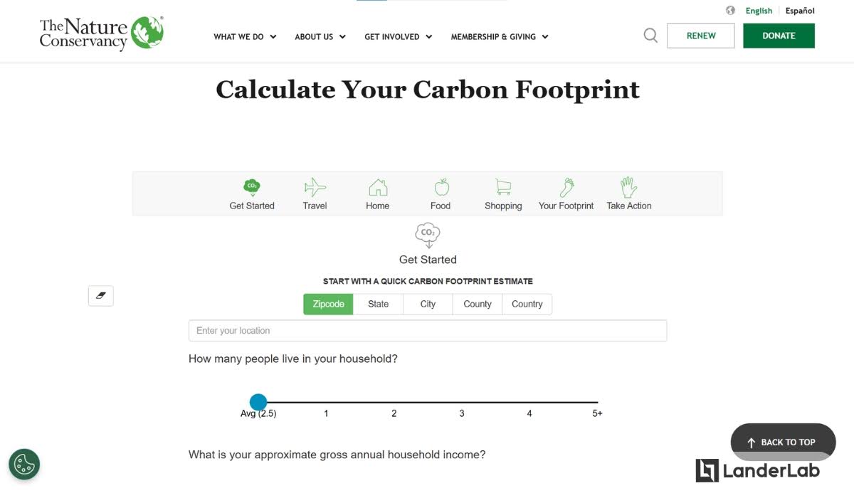 Values Based Quiz Nature Conservatory Carbon Footprint