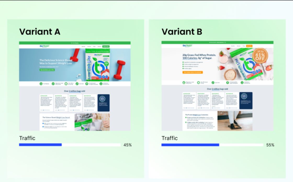 A/B test example (LanderLab)