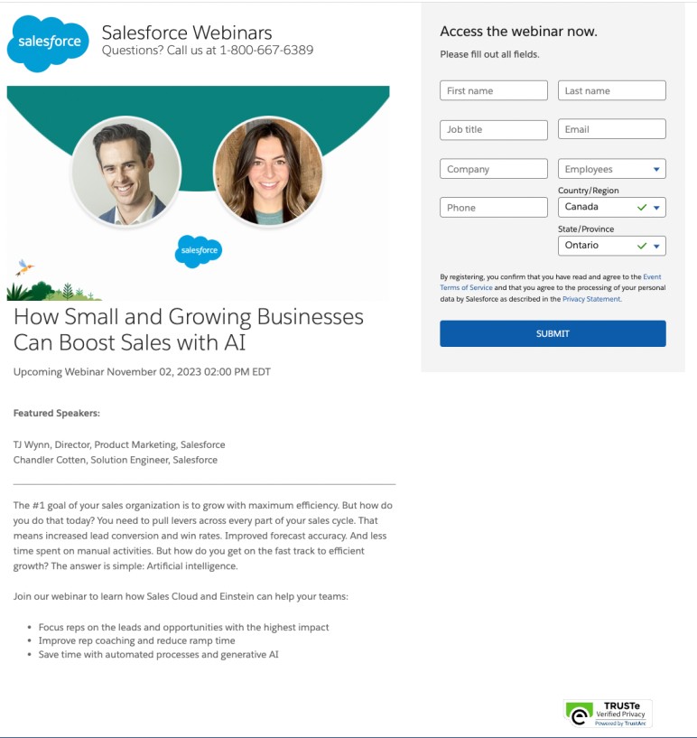 Webinar Registration Page