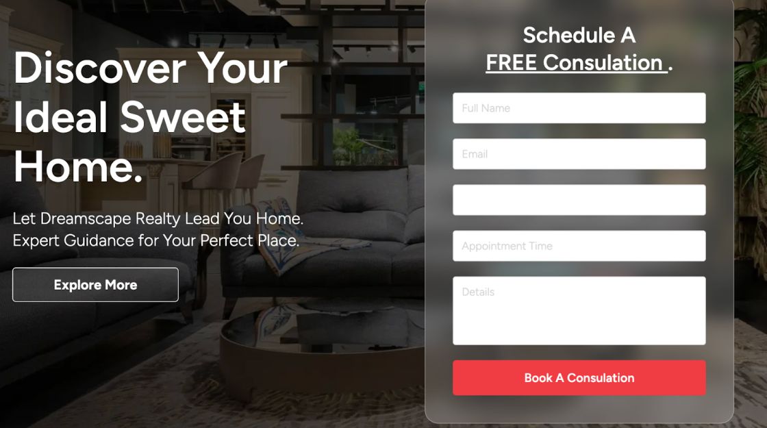 lead capture page example (LanderLab)