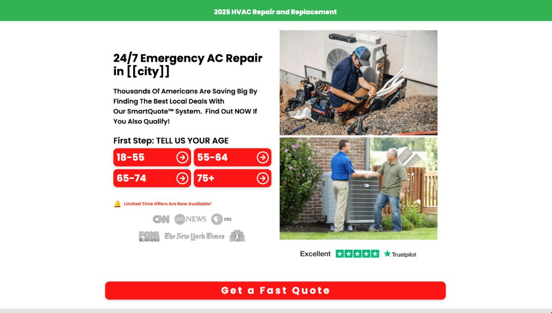 HVAC Landing Page Example