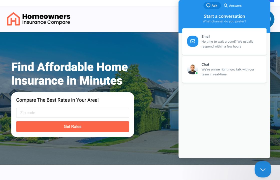 Live Chat and Callback form