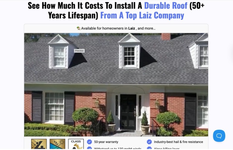Roofing Landing Page Example