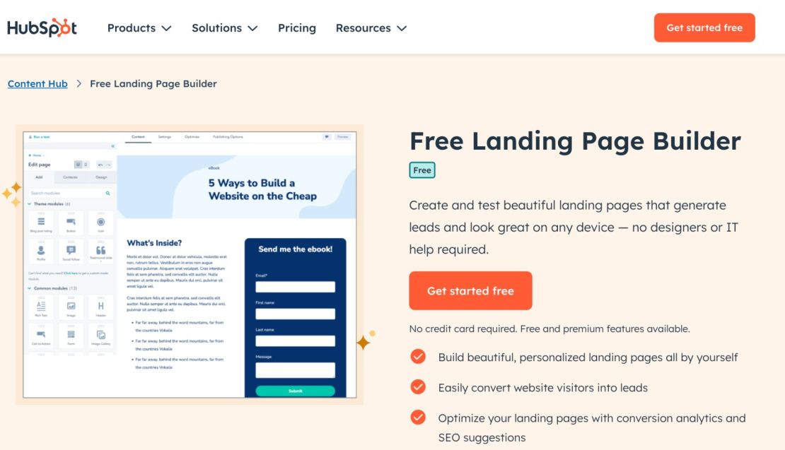 Hubspot Landing Page Builder